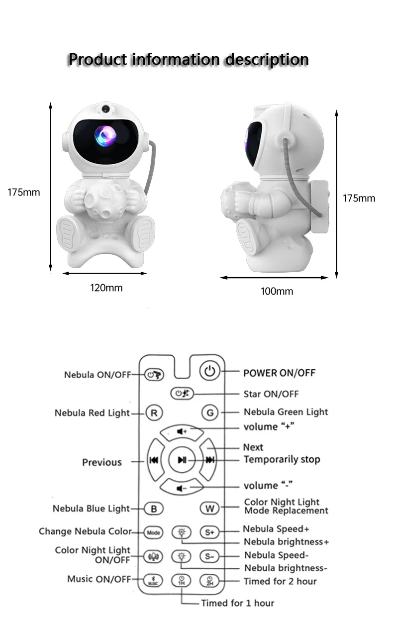 Projecteur Astronaute LED avec Bluetooth