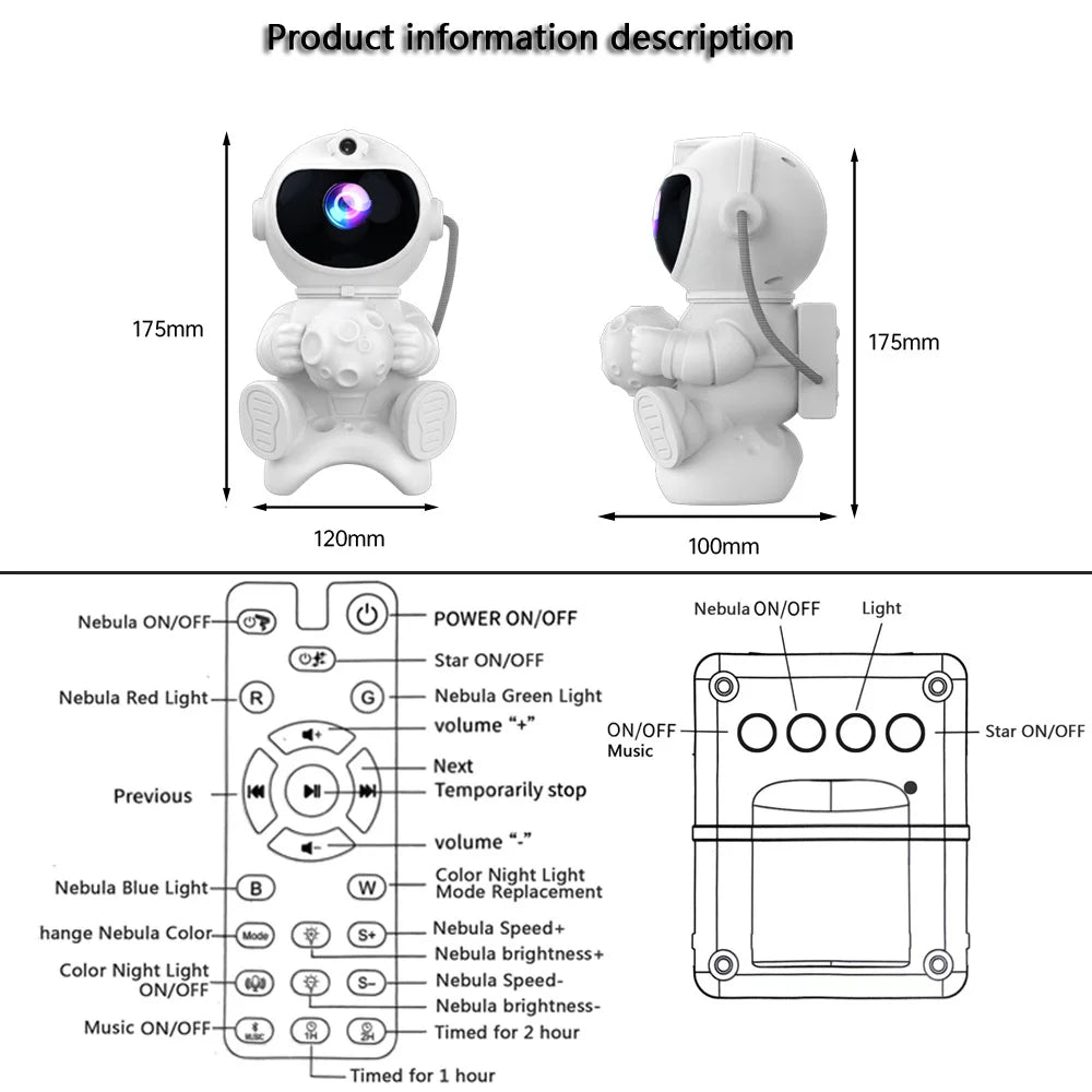 Projecteur Astronaute LED avec Bluetooth